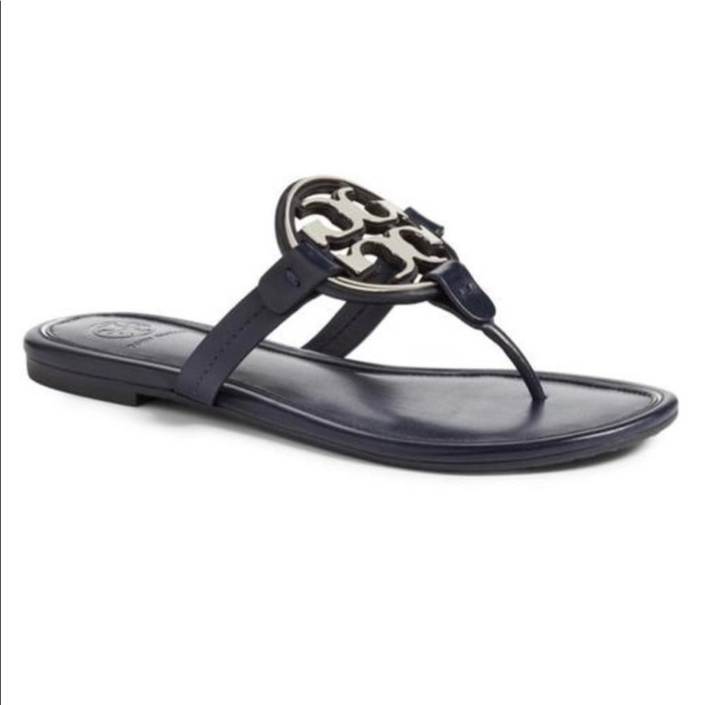 Tory Burch metal Miller Calf Navy & Silver